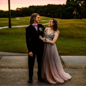 Silver/Pink Prom Dress